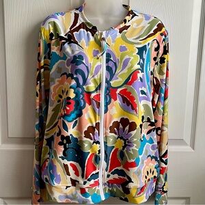 Anne Cole Women's Printed Long-Sleeve Full Zip-Front Rash Guard MISSES SIZE XL